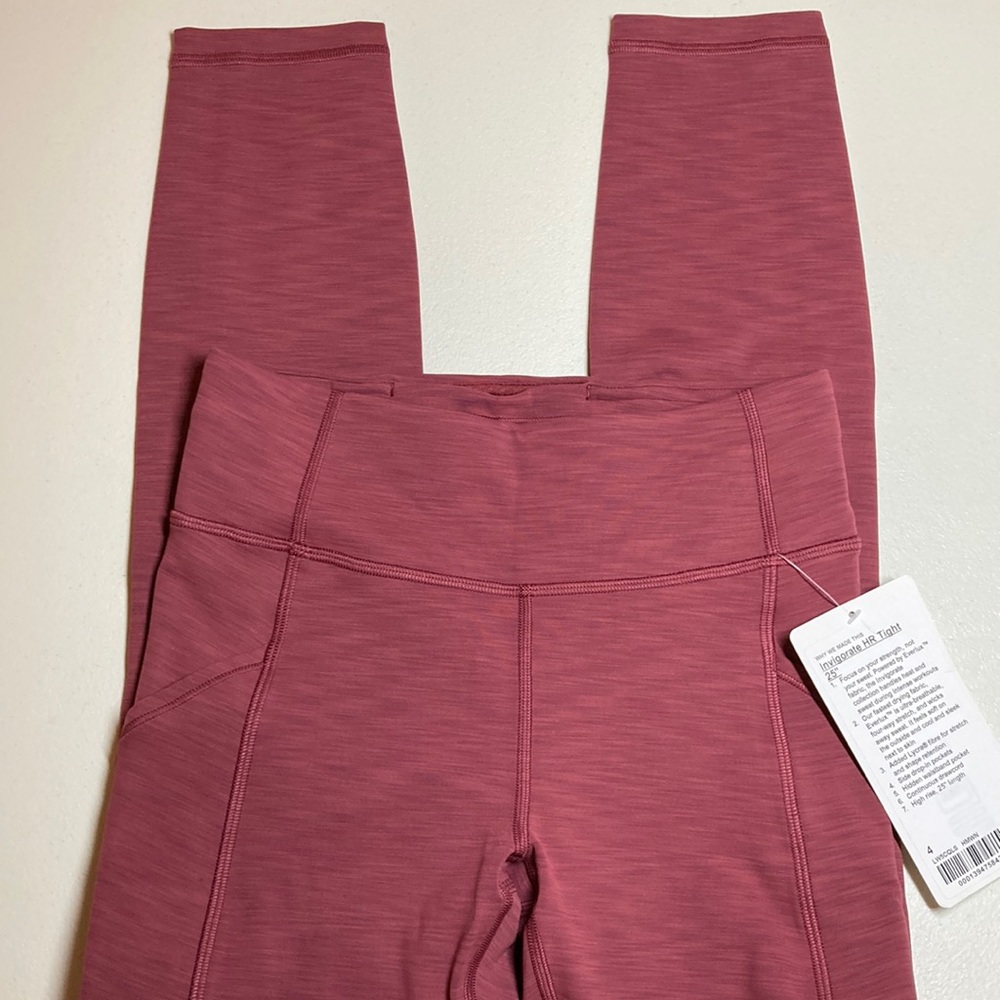🎈Lululemon Invigorate tights 25” (7/8) Heathered Mulled Wine Red 4 - Picture 8 of 14